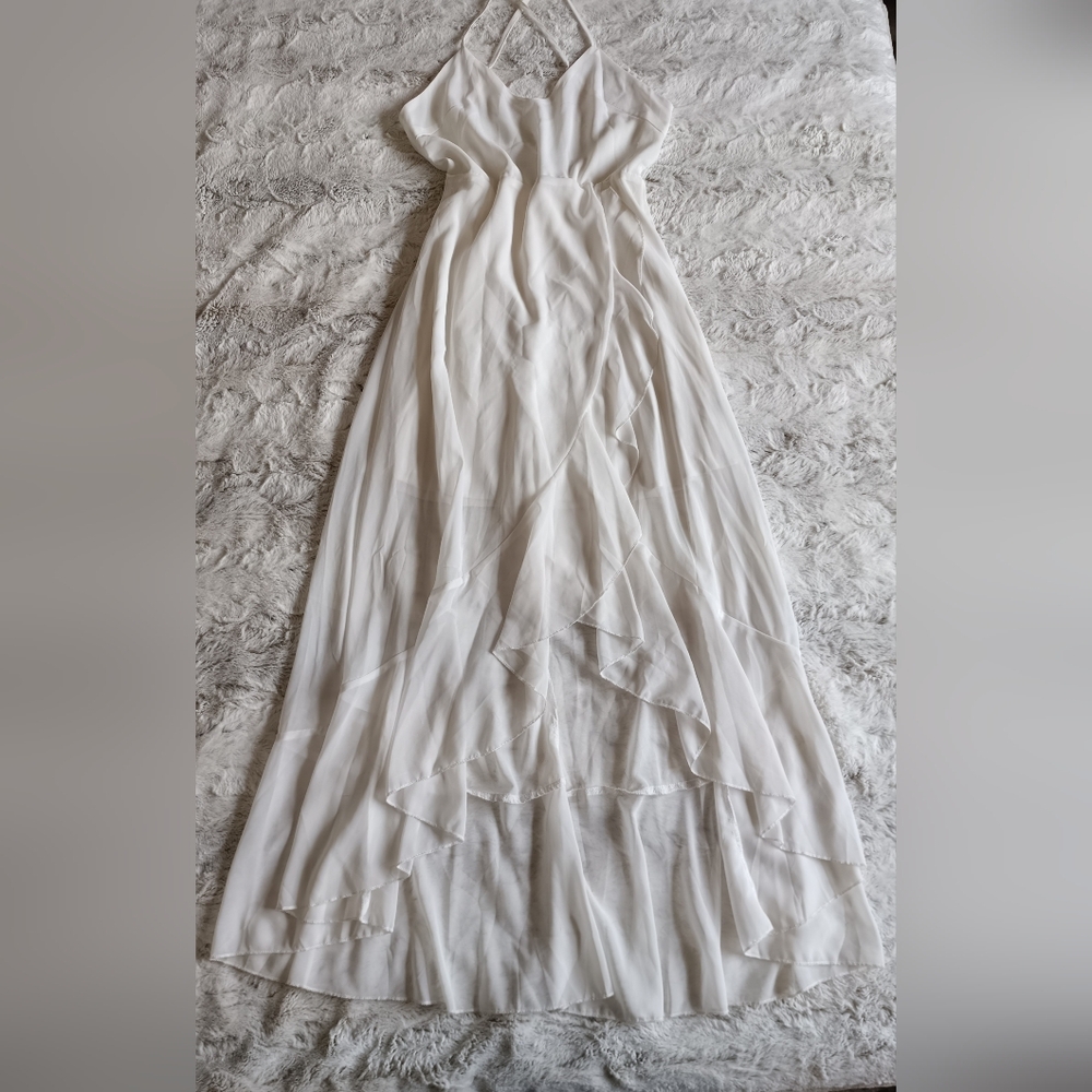 SHEIN White Ruched Tiered Sundress